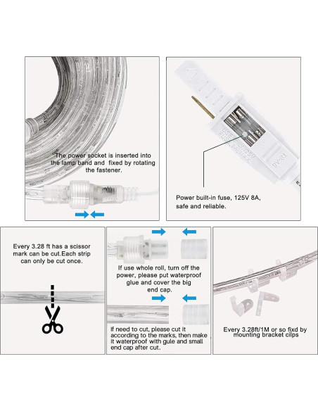 Luces de Cuerda LED SURNIE 10M Blanco Diurno Impermeables