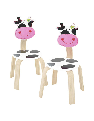 Conjunto de 2 Sillas de Madera iPlay, Diseño de Vaca, 4.68 kg