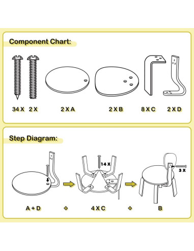 Conjunto de 2 Sillas de Madera iPlay, Diseño de Vaca, 4.68 kg