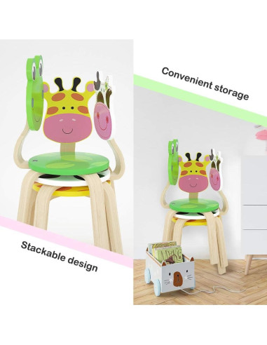 Conjunto de 2 Sillas de Madera iPlay, Diseño de Vaca, 4.68 kg