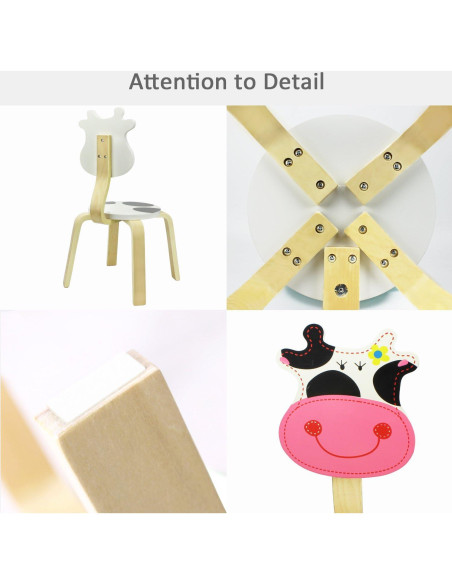Conjunto de 2 Sillas de Madera iPlay, Diseño de Vaca, 4.68 kg