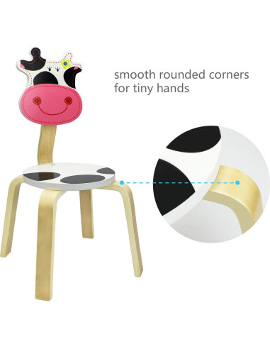 Conjunto de 2 Sillas de Madera iPlay, Diseño de Vaca, 4.68 kg