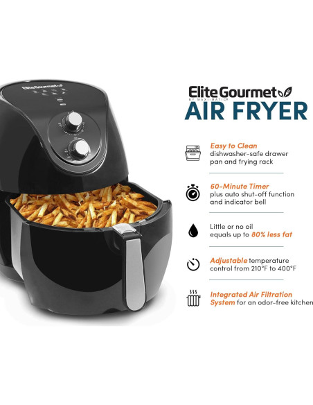 Freidora de Aire Eléctrica Elite Gourmet EAF-658 6.5L 1700W