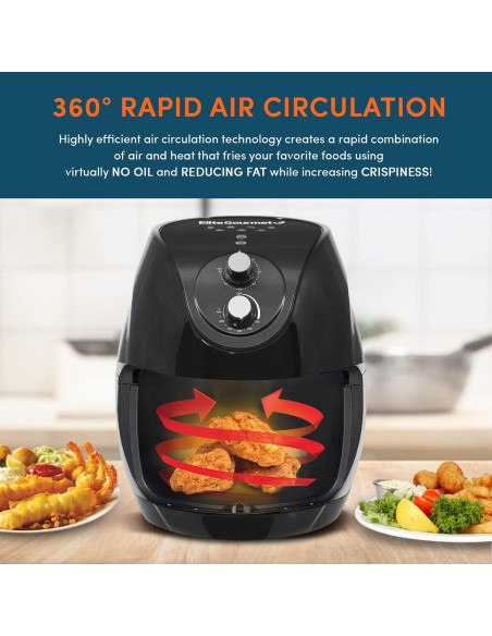Freidora de Aire Eléctrica Elite Gourmet EAF-658 6.5L 1700W
