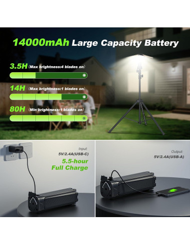 Linterna de Camping Clemas H6 Recargable 6000 Lúmenes 2.5 m