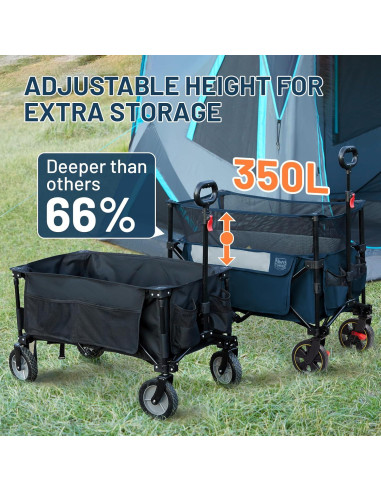 Carro Plegable Timber Ridge 350L Azul con Freno y Mango Ajustable