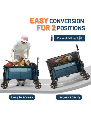 Carro Plegable Timber Ridge 350L Azul con Freno y Mango Ajustable