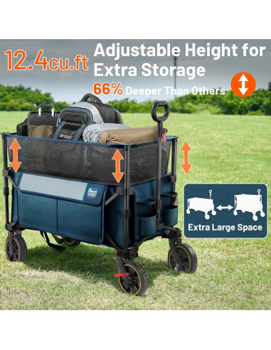 Carro Plegable Timber Ridge 350L Azul con Freno y Mango Ajustable