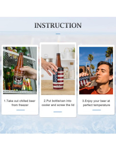 Enfriador de Latas MAXSO 12 Oz Acero Inoxidable Aislado Bandera 2