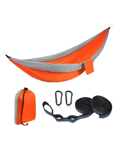 Hamaca de Camping Taihe 270.5x140 cm Nylon Ligera Gris/Naranja