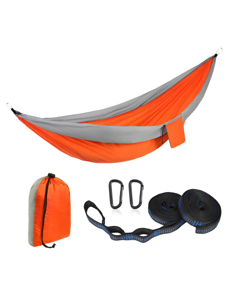 Hamaca de Camping Taihe 270.5x140 cm Nylon Ligera Gris/Naranja