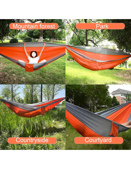 Hamaca de Camping Taihe 270.5x140 cm Nylon Ligera Gris/Naranja