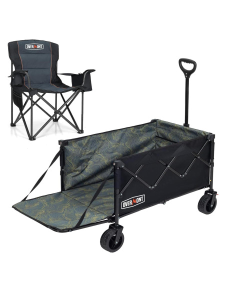 Silla de Camping Sobredimensionada Overmont + Carro Colapsable Silla de Camping Sobredimensionada Overmont + Carro Colapsable