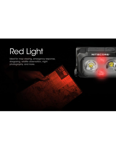 Lámpara Frontal Recargable Nitecore NU25 400 USB-C 600 Lúmenes