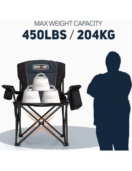 Silla de Camping Sobredimensionada Overmont + Carro Colapsable Silla de Camping Sobredimensionada Overmont + Carro Colapsable