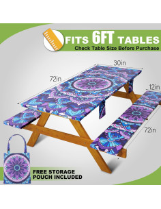 Cubierta de Mesa de Picnic Wrakus 182.88x76.2cm Vinilo Impermeable 2