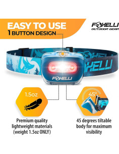 Paquete de 2 Linternas Frontales LED Foxelli - Rosa y Bosque, Impermeables 2