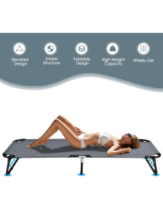 Cama de Camping Plegable Giantex Gris 159 kg Tela Oxford 600D 2