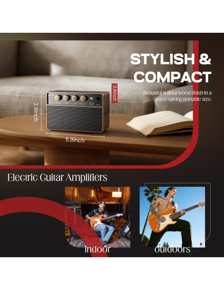 Amplificador de guitarra AKLOT Volt-XII 10W portátil recargable