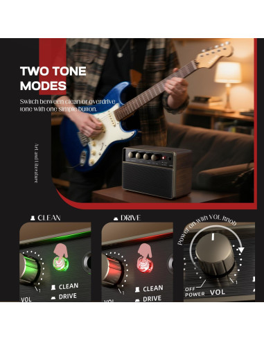 Amplificador de guitarra AKLOT Volt-XII 10W portátil recargable