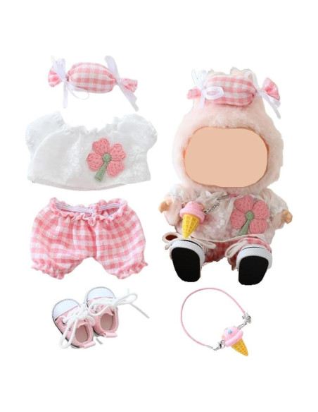 Conjunto de Ropa para Muñeca Labubu 15-17 cm 5 Piezas Rosa Conjunto de Ropa para Muñeca Labubu 15-17 cm 5 Piezas Rosa