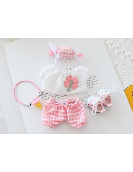 Conjunto de Ropa para Muñeca Labubu 15-17 cm 5 Piezas Rosa Conjunto de Ropa para Muñeca Labubu 15-17 cm 5 Piezas Rosa