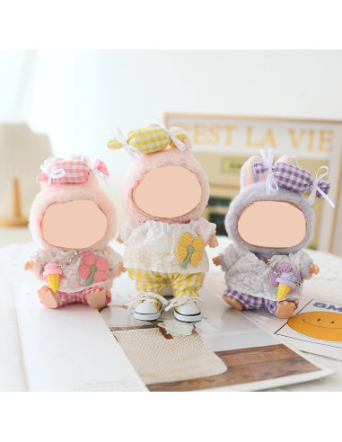 Conjunto de Ropa para Muñeca Labubu 15-17 cm 5 Piezas Rosa