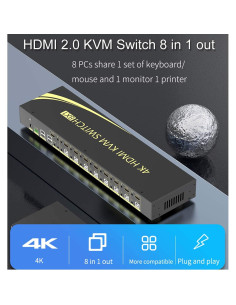 Interruptor KVM HDMI 8 Puertos 4K@60Hz xudongtai 2