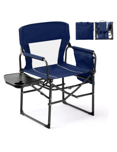 Silla de Camping Plegable VINGLI con Mesa Lateral Azul