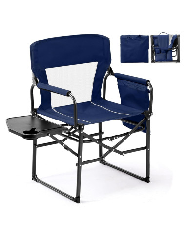 Silla de Camping Plegable VINGLI con Mesa Lateral Azul