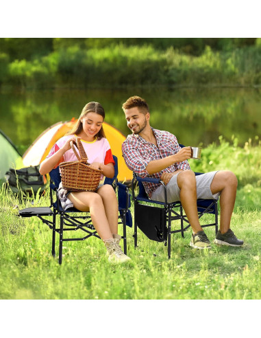 Silla de Camping Plegable VINGLI con Mesa Lateral Azul