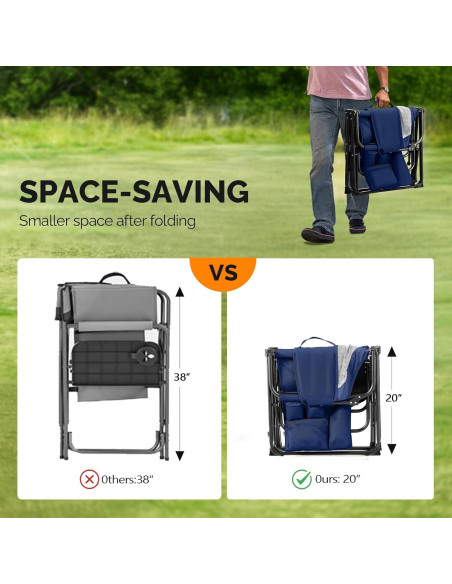 Silla de Camping Plegable VINGLI con Mesa Lateral Azul