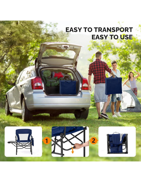 Silla de Camping Plegable VINGLI con Mesa Lateral Azul