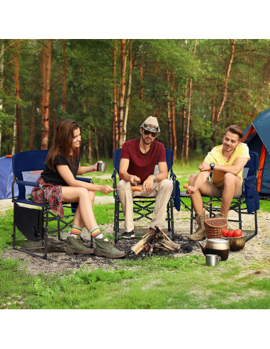 Silla de Camping Plegable VINGLI con Mesa Lateral Azul