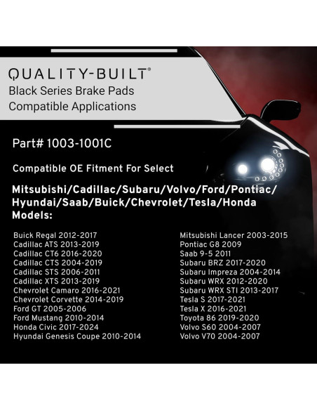 Pastillas de freno cerámicas Quality-Built Black Series 1003-1001C