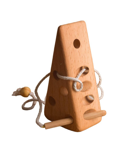 Juguete de Enhebrar de Madera Montessori Queso 20x7x8 cm