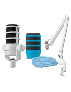 Micrófono Rode PodMic USB + Brazo PSA1+ Blanco - Paquete Azul