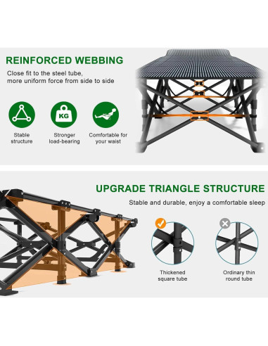 Cama de Camping Plegable XL Genérico con Colchón Grueso 190.5x71.1cm