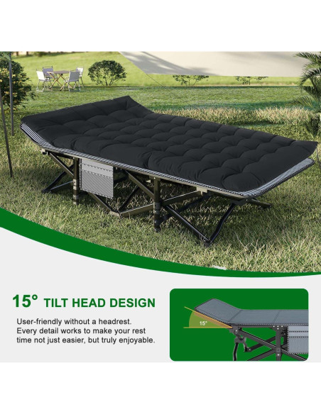 Cama de Camping Plegable XL Genérico con Colchón Grueso 190.5x71.1cm
