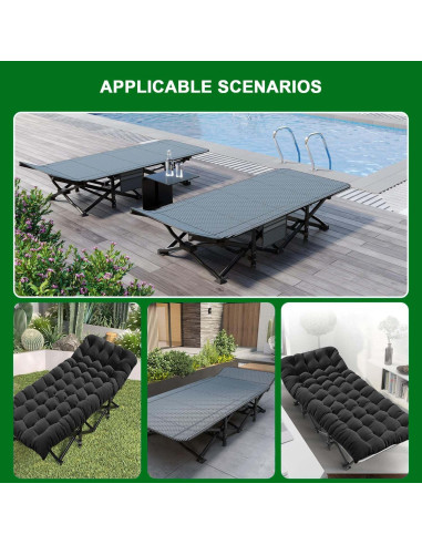 Cama de Camping Plegable XL Genérico con Colchón Grueso 190.5x71.1cm