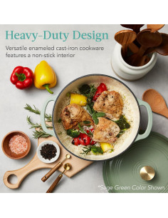 Horno Holandés de Hierro Fundido 6 Qt Mejor Opción Regaliz Negro 2