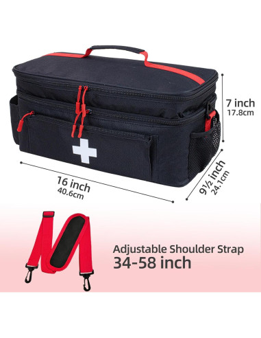 Bolsa de Primeros Auxilios Grande ALSLEA Negra 40.6x24.1x17.8 cm