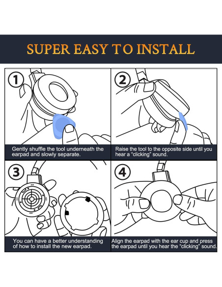 Almohadillas de Repuesto SOULWIT para Auriculares JBL Live 460NC - Negro