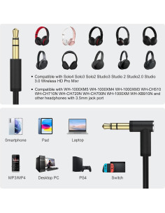 Cable de Audio de Reemplazo Toxaoii 1.4m para Beats y Sony 2