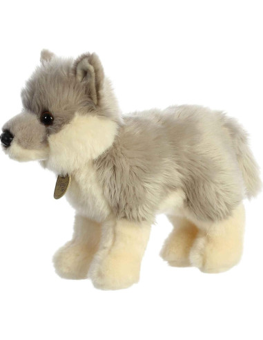 Peluche Cachorro Lobo Aurora Miyoni 25 cm Gris Realista
