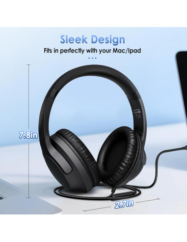 Auriculares USB-C VkingMoR VK-126AB-US con micrófono, sonido HD