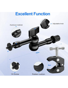 Soporte de Cámara EMART con Brazo Mágico 15 cm y Super Clamp 2