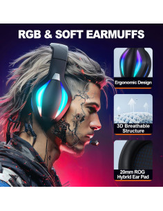 Auriculares Gaming Con Cable M-P1 Dongguan con Micrófono y RGB 2