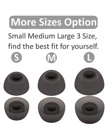 6 Pares Puntas de Silicona Jabra Elite 3/4/7 Pro/Active Gris