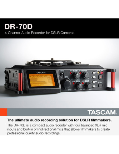 Grabadora de audio TASCAM DR-70D 4 canales XLR/TRS negra